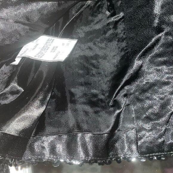Vintage black sequin cropped long sleeve blazer jacket button down size 6 NWT - Picture 14 of 15